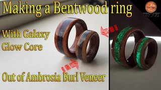 Making a Glowing Bentwood ring out of Ambrosia Burl veneer  DIY [upl. by Ennovehc]