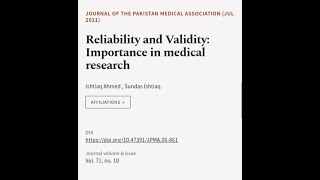 Reliability and Validity Importance in medical research  RTCLTV [upl. by Bohman]