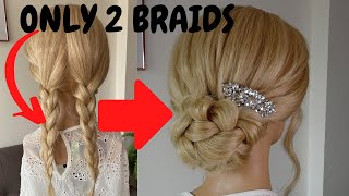 Easy low bun hairstyle  using 2 braids [upl. by Anitnatsnoc]