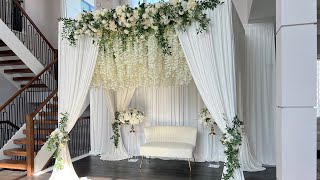 DIY  White Floral Ceiling Installation DIY  Floral Canopy [upl. by Htenek]