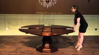 Rustic Round Dining Table for 8 Expandable Jupe Table with Self Storing Leaves [upl. by Ecirad]