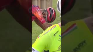 Egan Bernal Chaotic crash at Tour of Hungry shorts shortvideo Groewenegan sprint win [upl. by Olimreh]