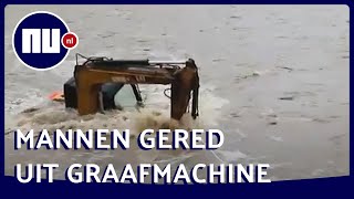 Mannen uit graafmachine gered in Chinese rivier  NUnl [upl. by Kraul]