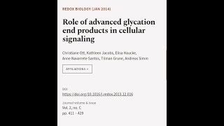 Role of advanced glycation end products in cellular signaling  RTCLTV [upl. by Banquer383]