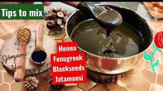 🌸Tips to mix Henna FenugreekBlackseeds Jatamansi for Hair Growth Grey hair hairfallDiy Hair Mask [upl. by Hoopen292]