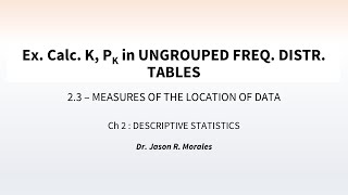 IS23ExCalc K and Pk  Ungrouped Freq Distr Table [upl. by Esila510]