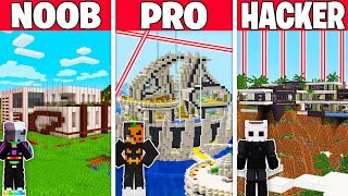 NOOB vs PRO vs HACKER GÜVENLİKLİ LÜKS VİLLA YAPI KAPIŞMASI  Minecraft [upl. by Denoting16]