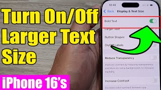 🔎iPhone 1616 Pro Max How to Turn OnOff Larger Text Size 📱 [upl. by Halyhs]