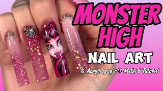 MONSTER HIGH NAIL ART 🩷🕷️amp ACRYLIC POP OF METHOD TUTORIAL 💅🏻 [upl. by Anairuy813]