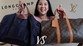 Longchamp Expandable Travel Tote and LV Keepall 45 Comparison VLOG [upl. by Klement]