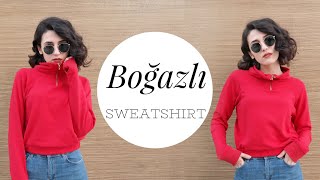 ÖNÜ FERMUARLI BOĞAZLI SWEATSHIRT DİKİMİ  DIY zipper hoodie  Damla Toral [upl. by Asyle430]