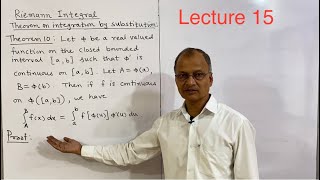 Riemann Integral Theorem on integration by substitution Lecture 15 [upl. by Woodrow]