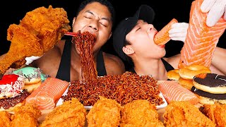 ASMR KOREAN BLACK BEAN NOODLES  JOLLIBEE FRIED CHICKEN  DONUT FT Charly Eating Sound  MAR ASMR [upl. by Gerbold]