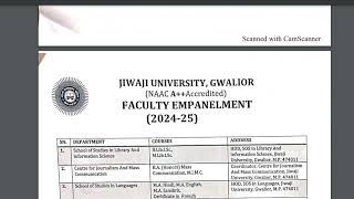 Guest Faculty Vacancy 202425  33 Departments  Jiwaji University Gwalior Madhya Pradesh [upl. by Attebasile]