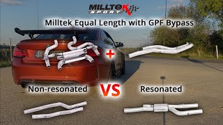 BMW M2 Competition F87 with Milltek Equal Length  GPF Bypass  resonated vs nonresonated [upl. by Htiaf945]