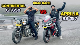 Aprilia rs 457 vs Continental GT 650  Drag race 😱 [upl. by Lefty]