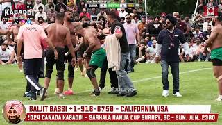 Semi 2  Sarhala Ranuan Vs Abbotsford Lions  2024 Canada Kabaddi [upl. by Neelloj]