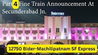 Secunderabad Railway Station Train Announcement  12750 Bidar  Machilipatnam SF Announcement at SC [upl. by Eelessej461]