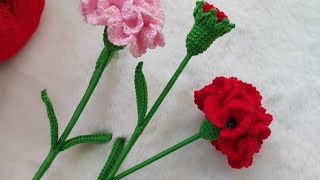 How to crochet a carnation flower 22 🧶 Handmade  Crochet Flowers [upl. by Asemaj]