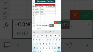 Concatenate Function in Excel 🖥️ concatenatefunction msexcel exceltutorial basicexcel learn [upl. by Aramal41]