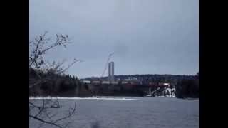 NIPIGON RIVER BRIDGE TOWERS AND CPR TRESTLE FROM NIPIGON MARINA [upl. by Timotheus]