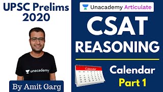 CSAT Reasoning  Calendar Part  1  By Amit Garg  UPSC Prelims 2020 [upl. by Renado]