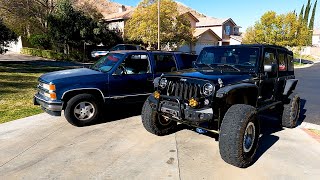 OBS Tahoe vs Jeep Wrangler NEW Project Clean Up Tips and first dirt [upl. by Mutz449]