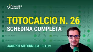 Schedina Totocalcio N 26 con 3 Jackpot Pronostici Tutte le Partite [upl. by Annaiv591]