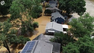 Drone footage of flooding near Charlotte [upl. by Kennedy814]