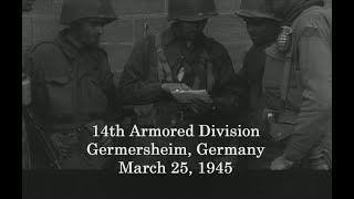 14th Armored Division Soldiers in Germersheim Germany March 25 1945 [upl. by Yllor]