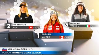 Womens Giant Slalom  Announcement of The Winners  Kranjska Gora SLO  2024 [upl. by Tisha174]