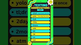 Texting abbreviations Part 2 learnenglish shorts [upl. by Nnaed692]