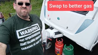 Swap propane gas bottle lighter easy connect see the gas level caravan gas flogas gaslight [upl. by Yrekcaz]