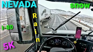 POV TRUCK DRIVING USA 5K snow with rain Nevada trucking [upl. by Sewoll]