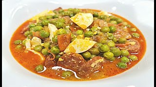 POTAJE DE GUISANTES CON CHORIZO CASERO FACIL SENCILLO RAPIDO Y DELICIOSO [upl. by Jud]