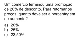 Problema de porcentagem de aumento e desconto  PassoaPasso [upl. by Anesuza136]