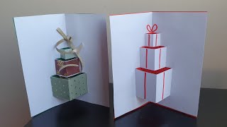 Tuto n°64 Objectif Noël  carte popup pyramide de cadeaux [upl. by Aihsekal]