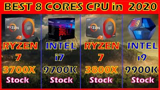 BEST 8 CORES CPU in 2020  RYZEN7 3700X vs CORE i7 9700K vs RYZEN7 3800X vs CORE i9 9900K [upl. by Eirlav916]