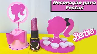 DIY  How to Create Amazing Barbie Decorations  Centerpiece Lipstick and Candy Tray [upl. by Enyamert227]