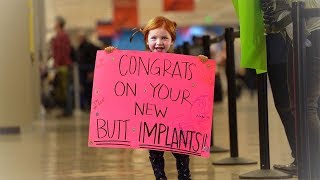 April Fools Surprise for Dad Family Fun at the Airport with Adley and Baby Brothers hidden sign [upl. by Nhtanhoj]