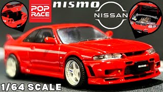 Unboxing 164 Scale Pop Race Nissan GTR R33 Nismo 400R  Colour Red  Review [upl. by Anaujat]