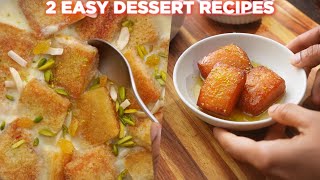 2 Easy Dessert Recipes Anyone Can Make  Bread Custard  Paal Cake [upl. by Queena]