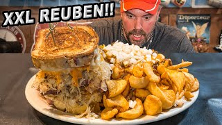 Bildas Massive Corned Beef Reuben Sandwich Challenge w Loaded Chili Cheese Fries [upl. by Annawad]