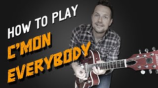 How to play  Cmon Everybody  Eddie Cochran  easy rockabilly guitar lesson 🎸 [upl. by Ayomat]