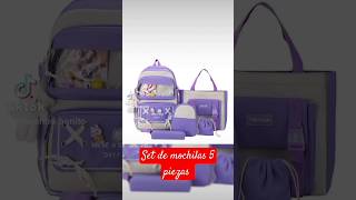 Set de mochila 5 piezas kawaiicon accesorios sueñobonito cute [upl. by Buddie404]