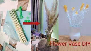 Easy Flower Vase Craft Ideas  pampas grass Craft  Flower making ideas [upl. by Ociredef50]