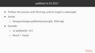 Learning ECMAScript 2017  String Padding in ES 2017  packtpubcom [upl. by Bilek]