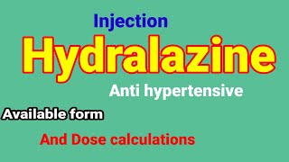 injection hydralazine available form and dose calculations anaesthesiawithbabar2576 [upl. by Aneda]