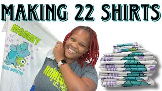 MAKING 22 SHIRTS USING PRINTABLE HEAT TRANSFER VINYL  TG KUSTOMS [upl. by Ahtnahc637]