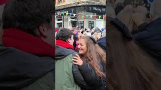 2024 Pitlochry New Years day Street party Ceilidh with crowds dancing The Gay Gordons shorts [upl. by Yanetruoc191]